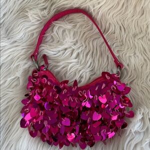 TOBY NYC Girls Pink Fuchsia Satin Ruffle Purse